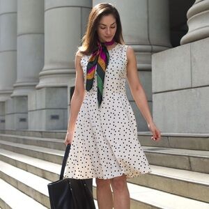 Betabrand Easy City Polka Dot Travel Dress Medium